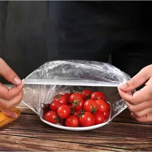 Disposable Food Cover Plastic Wrap Elastic Food Lids For Fruit Bowls Cups Caps Storage Kitchen Fresh Keeping Saver Bag Plastic