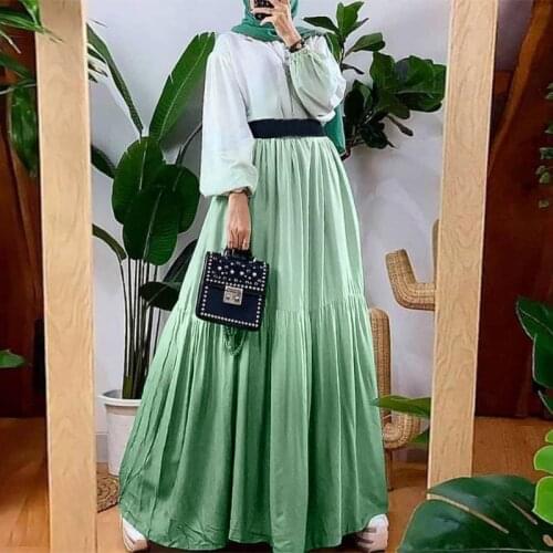 ZANZEA Women Retro Kaftan Dress Contrast Color Elegant Robe Holiday Party Floor Length Long Dress Morocco Abaya Hijab Long Dress