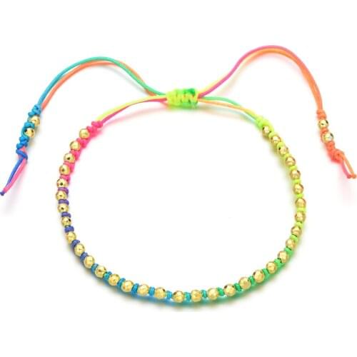 Boho Braided Handmade Gold Color Beaded Bracelets for Women Beads Multi Color Cord Wedding Bracelet Gift Fashion