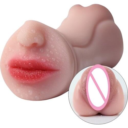 Hismith Massager Realistic Mouth with Silicon Teeth and Tongue for Male Oral Vaginal Masturbation Big Ass