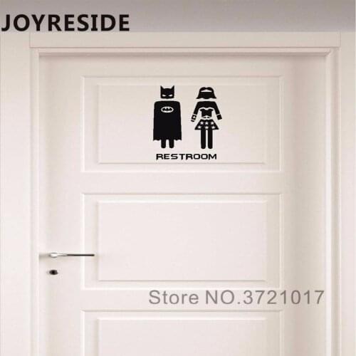 Reatroom Wall Door Decals Vinyl Art Design Wall Stickers Toilet Doors Decoration Home Rooms Sign Wall Sticker Mural M077