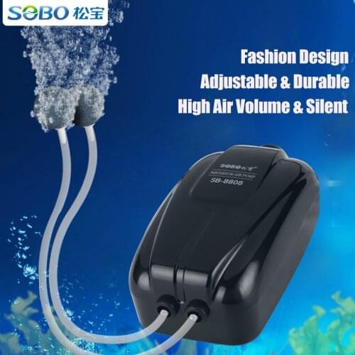 SOBO Ultra Silent Air Pump For Aquarium Fish Tank Double Outlets Oxygen Pump Adjustable Durable Pump Black Body High Quality