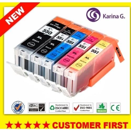 Compatible for PGI550 CLI551 ink cartridge PGI 550 PGI-550 CLI-551 For Canon PIXMA MG5450 MG5550 MG5650 MG6350 MG6450 etc