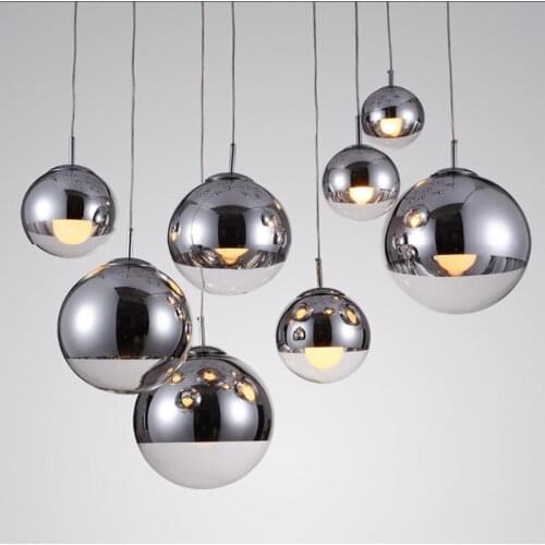 Modern Pendant Lights coffee shop Mirror Glass Ball Pendant Lamp Entrance Aisle Electroplating Glass Pendant Lights Nordic Lamps