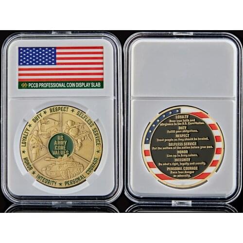 US Army Core Values Souvenir Coin Loyalty Duty Respect Selfless Service Honor Integrity Personal Courage Challenge Coin