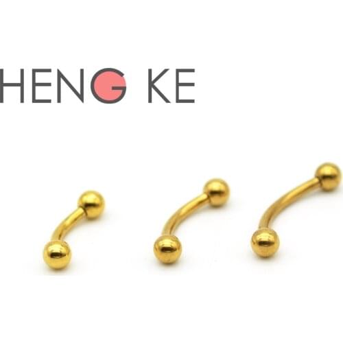 Gold Titanium Eyebrow Ring 316L Surgical Steel Bars Curved 1.2mm Barbell Body Piercing Jewelry Banana 16 Gauge