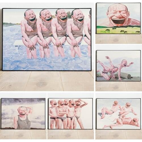 Yue Minjun character decoration canvas painting young cynical laughter art posters and prints living room decoration wall pictur