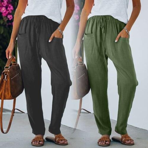 Cotton Line Pants Women Elegant Trousers Lady Formal Pants Plus Size Famous Brand Design Cotton Trousers Popular