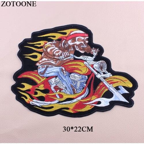 ZOTOONE Iron On Bike Patches For Clothing Sew On Big Back Punk Patch Applique DIY Accessory Decoration Embroidery For Clothes E