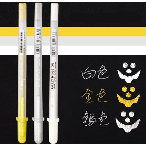 1/5pcs Sakura White Gel Ink Pen White 05/08/10 Sliver Gold Metallic Sketch Highlight Marker Drawing Supplies Japanese Stationery