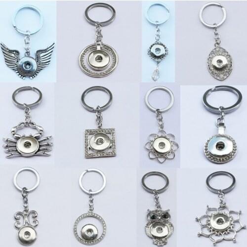 15styles to Choose! !New Diy interchangeable Metal Snap Button Pendant Key chains Fit 18mm Button Snaps Keychain keyring jewelry