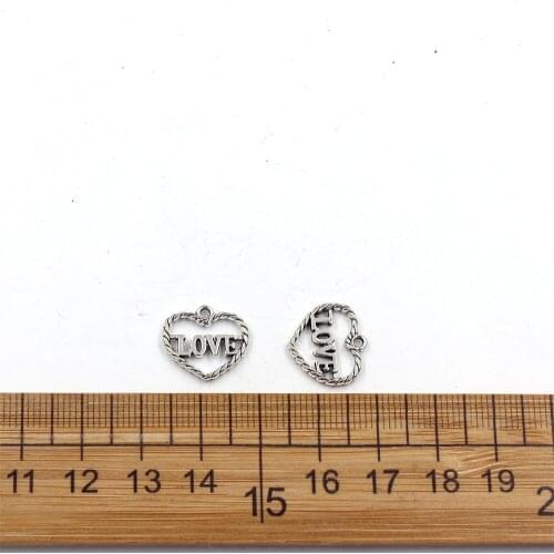 5pcs/lot Charms Heart shaped LOVE DIY Jewelry Findings Antique Silver Color 15x13mm Heart shaped LOVE Charms