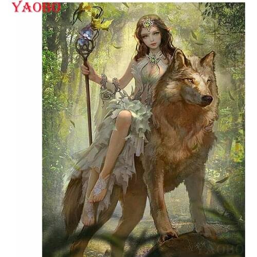 5D Rhinestones Pictures Diamond Painting Full Square/Round Drill Diamond Embroidery Elf / girl / wolf Diamond Mosaic Sale Beads