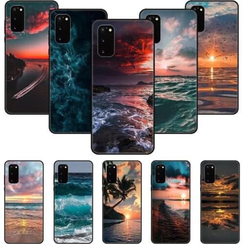 Phone Case For SamSung Galaxy S Note 10 20 7 6 9 8 Plus Edge E Ultra Lite Black Cover Back Luxury Waterproof Soft Beautiful Sea