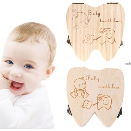 Baby Tooth Box Wooden Milk Teeth Organizer Boys Save Souvenir Baby Tooth FREE SHIPPING