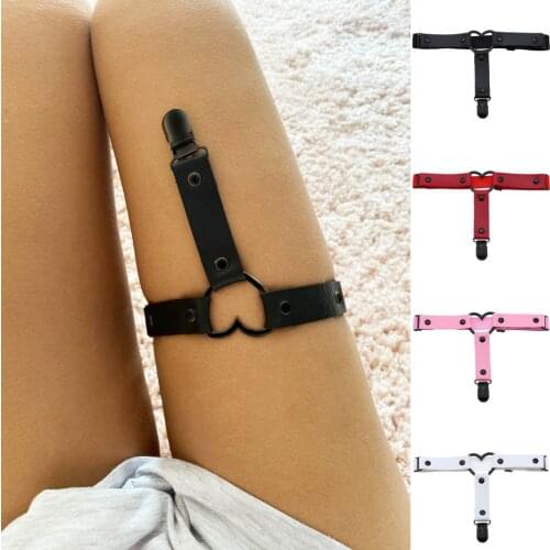 European and American simple handmade peach heart PU leather leg ring leg ring Street nightclub anime sexy foot ring garter belt