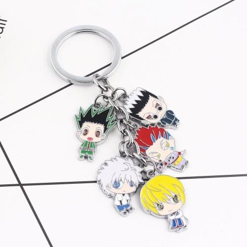 Anime Figures Hunter X Hunter Keychain Hisoka Killua Zoldyck GON·FREECSS Kurapika Pendant Model Doll Toys Action Figma Juguetes