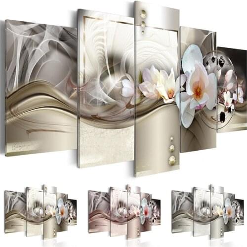 Modern Painting Canvas 5 Pieces Exquisite Background Beautiful Magnolia Wall Art Pictures Bedroom Home Decor