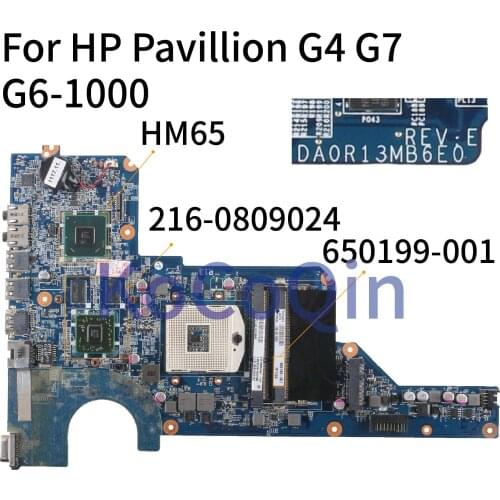 KoCoQin laptop Motherboard For HP Pavillion G4 G4-1000 G6 HD6470 Mainboard 650199-001 636375-001 DA0R13MB6E1 216-0809024 HM65