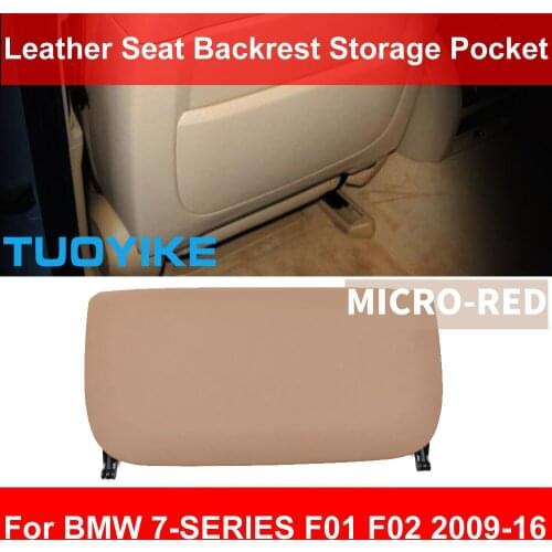 LHD RHD Micro-red Car Rear Seat Back Backrest Panel Genuine Leather Cover Storage Pocket For BMW 7-series F01 F02 730 740 750