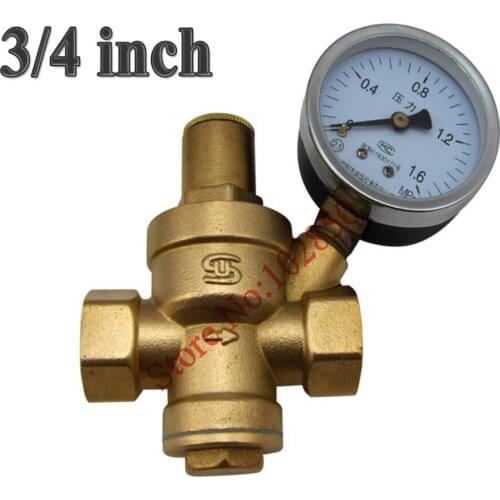 3/4" Brass Pressure Reducing Valve with Pressure Gauge,Brass H59,Long life and great performance