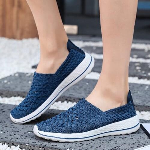 Summer Woven Shoes Mens Sneakers Breathable Casual Loafers Handmade Tenis Men Walking Shoes Comfortable Sneakers Flat With 2020