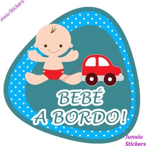 Cute Blue Baby on Board Bebe A Bordo Car Sticker Funny Colorful Car Accessories Bumper Window Trunk 4x4Off Road Decal PVC14x14cm
