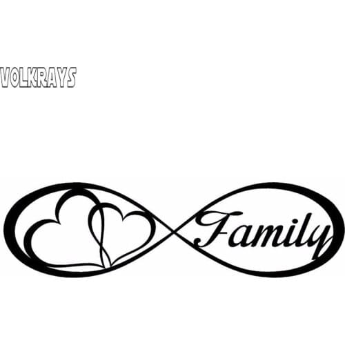 Volkrays Fashion Car Sticker Family Love Heart Forever Symbol Accessories Reflective Waterproof Sunscreen Vinyl Decal,4cm*19cm