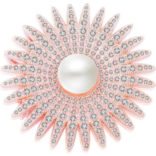 Fashion High-grade Copper Micro-inlaid Zircon Large Flower Ladies Brooch Pearl Delicate Hijab Pin DIY Clothes Accessories