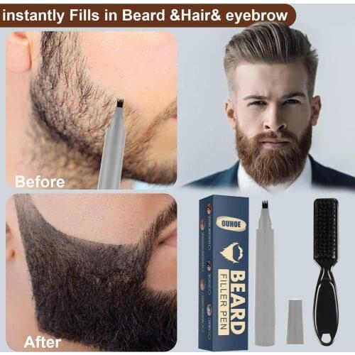Beard Filling Pen Kit Barber Pencil With Brush Salon Hair Engraving Styling Eyebrow Tool Male Mustache Repair Shape