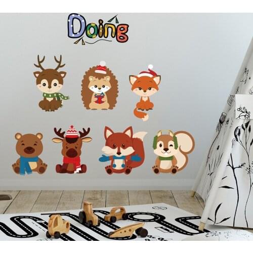 Vacclo Cartoon Animals Wall Stickers Bedroom Living Room Background Wall Sofa Children Room Decoration Wall Decals Wallpaper