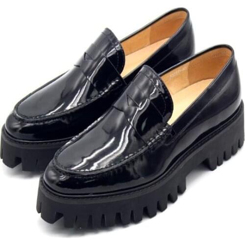 New arrival platform shoes increase loafers slip on men shoes fashion solid black shoes for men business shoes