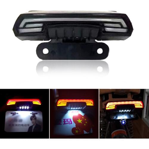 General Motorcycle Scooter Light Tail Rear Brake Stop Waterproof Double Flash Warning Dynamic Turn Signal License Plate Light