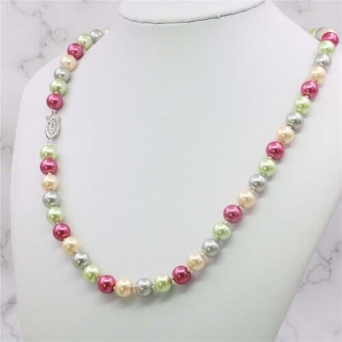 Charming Fashion 8mm Color Ocean Sea Shell Pearl Necklace Beads Natural Stone Fashion Jewelry Making Design 18 " Wholesale Price