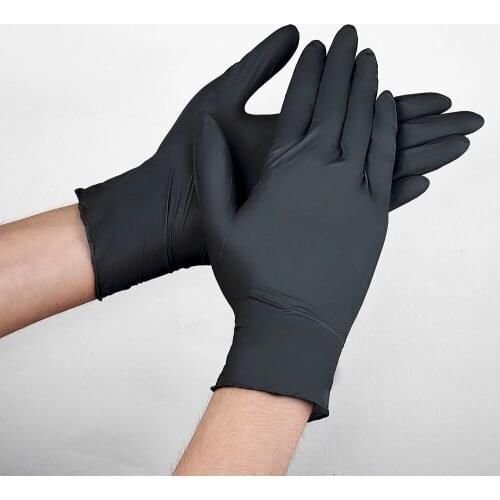 100pcs Black Gloves Disposable Latex Free Powder-Free Exam Gloves Nitrile Vinyl Synthetic Hand Cover Size Small Medium Large XL