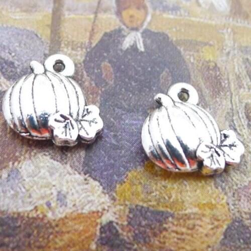 30pcs/Lot 10x9mm Pumpkin Alloy Charms Antique Silver Color Pendants for DIY Jewelry Making Charm