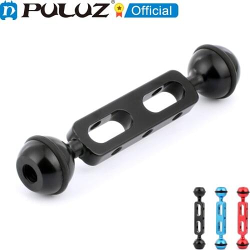 PULUZ 5.1 inch 13cm Aluminum Alloy Dual Balls Arm for Underwater Torch / Video Light, Ball Diameter: 2.54cm