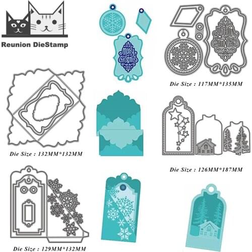 Cut Die Christmas Greeting Card Tag Combination Metal Cutting Dies DIY Scrapbooking Steel Craft Die Cut Embossing Paper Cards