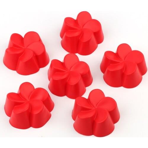 Silicone Muffin Flower Cupcake Mold Cupcake Fondant Pan 3D Small Cake Kitchen Baking Pastry Tools Cake Decorating Tools 6/12PCS