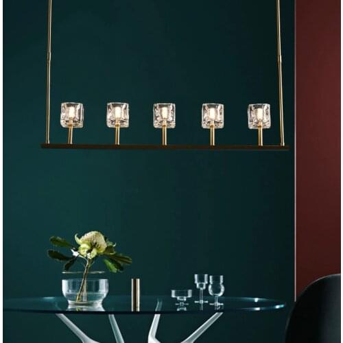 ZuuuVny Modern Luxury Crystal Gold Rectangle Chandelier Lighting For Dining Room Led Lamps kitchen Island light Home fixtures