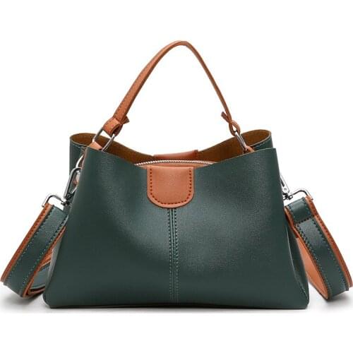 Vintage Designer PU Leather Crossbody Bags For Women 2021 Casual Solid Large Capacity Bucket Shoulder Composite Handbags