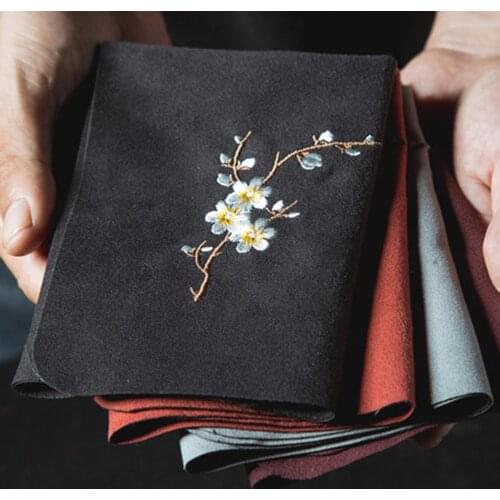 Vintage Embroidered Tea Napkins Cloth Fish Plum Flower Pattern Bowl Teapot Cleaning Towel Desktop Tea Ceremony Accessory