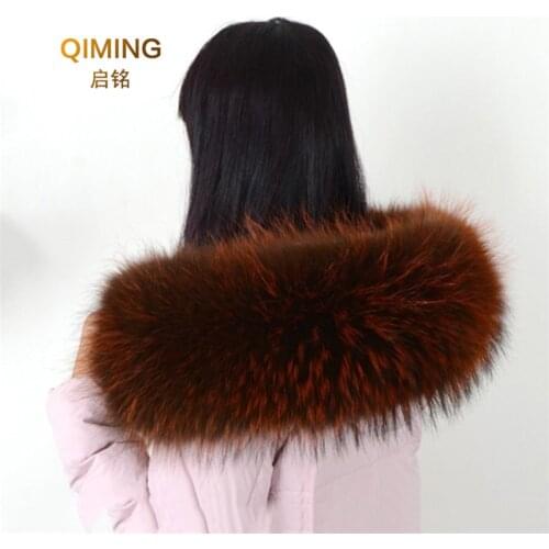 Real Raccoon Fur Collar Womens 100% Natural Fur Gray Collar Real Fur Shawl Raccoon Collar Fur Scraves Scarf Women 60/80cm