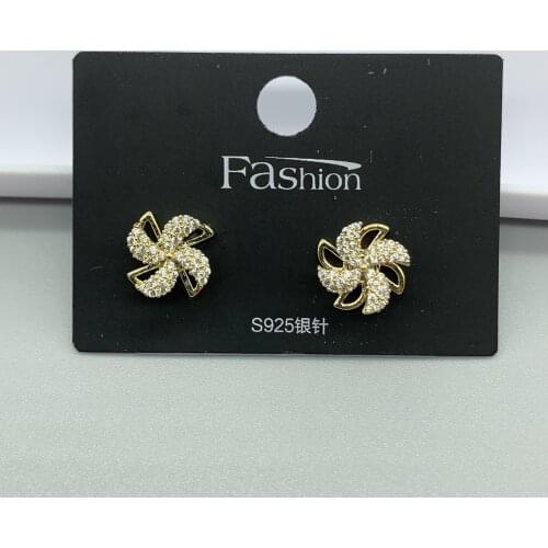 Rotary windmill Earrings womens copper micro inlaid rotary Earrings Korean net red Earrings