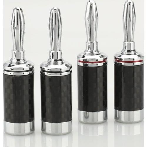 Hi-End Rhodium Plated Carbon Fiber Speaker Cable Banana Terminal Connector 8pcs