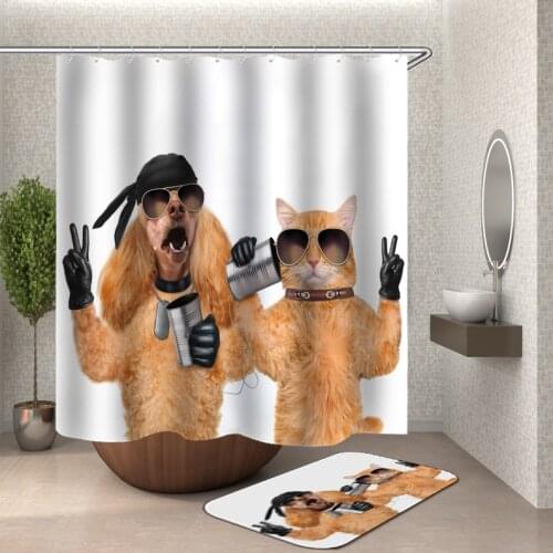 3D Funny shower curtains bath curtain home decor waterproof shower curtains cat dog bathroom curtain or mat