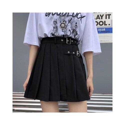 Ruibbit Women Skirts Harajuku Gothic Black Gry Sexy Pleated Skirt Punk Style Female High Waist Short Mini Skirts Plus Size 3XL
