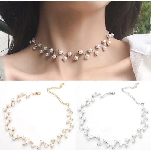 Elegant Pearl Choker Necklace Collar Necklaces Women Wedding Party Birthday Fashion Clavicle Chain Ladies Necklace Jewelry Gift