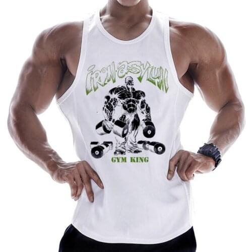 Vest Men Sport Workout Gym Top Tank Bodybuilding Men Tank Tops Fitness Clothing Sleeveless Casual Cotton Black White Print Tops
