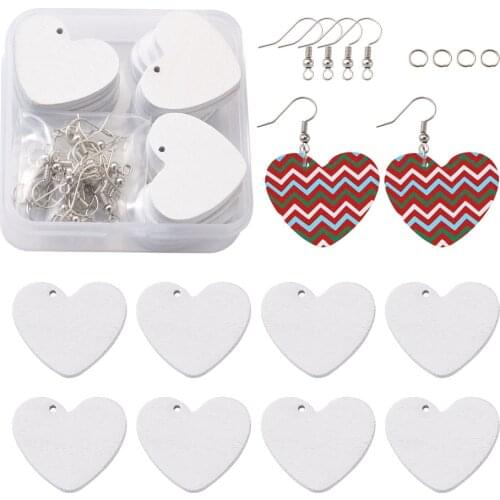 1Set Dangle Earring Making Blank Mix Shape Spray Painted Wood Pendant Charms Earring Hooks for Handmade Jewelry Accessories Kits